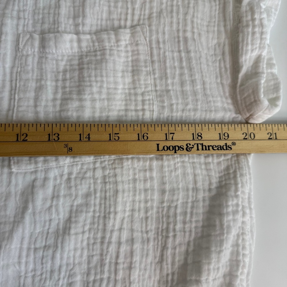 Lola River Cotton Gauze Button Up Shirt White Medium Coastal Beach Minimalist - Picture 12 of 14